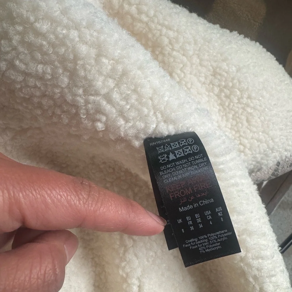 Nasty Gal Womens Snake Print Shearling Trim Longline Aviator Coat - Picture 10 of 12